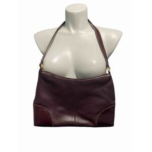 Etienne Aigner Genuine Leather Shoulder Bag Purse Classic Red Burgundy Snakeskin